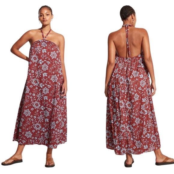Anthropologie Faithfull the Brand Brise Halter Maxi Dress Oceania Floral 8/LGE - Picture 1 of 14
